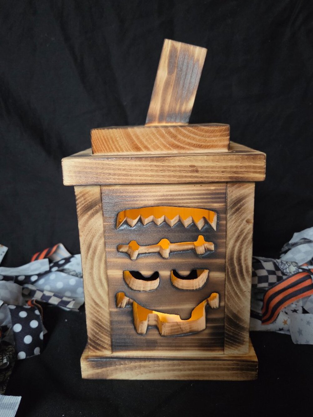Handmade Wooden Frankenstein Lantern